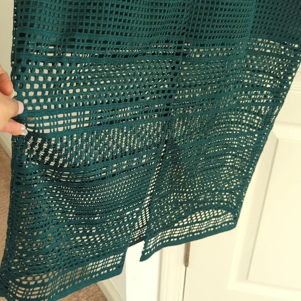 Dark green mesh pattern dress Large - Picture 7 of 8
